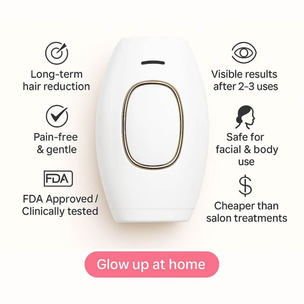 Qkausa IPL Hair Removal – Visible Results in 2–3 Uses, Skin-Friendly, Clinically Tested, For Face & Bikini
